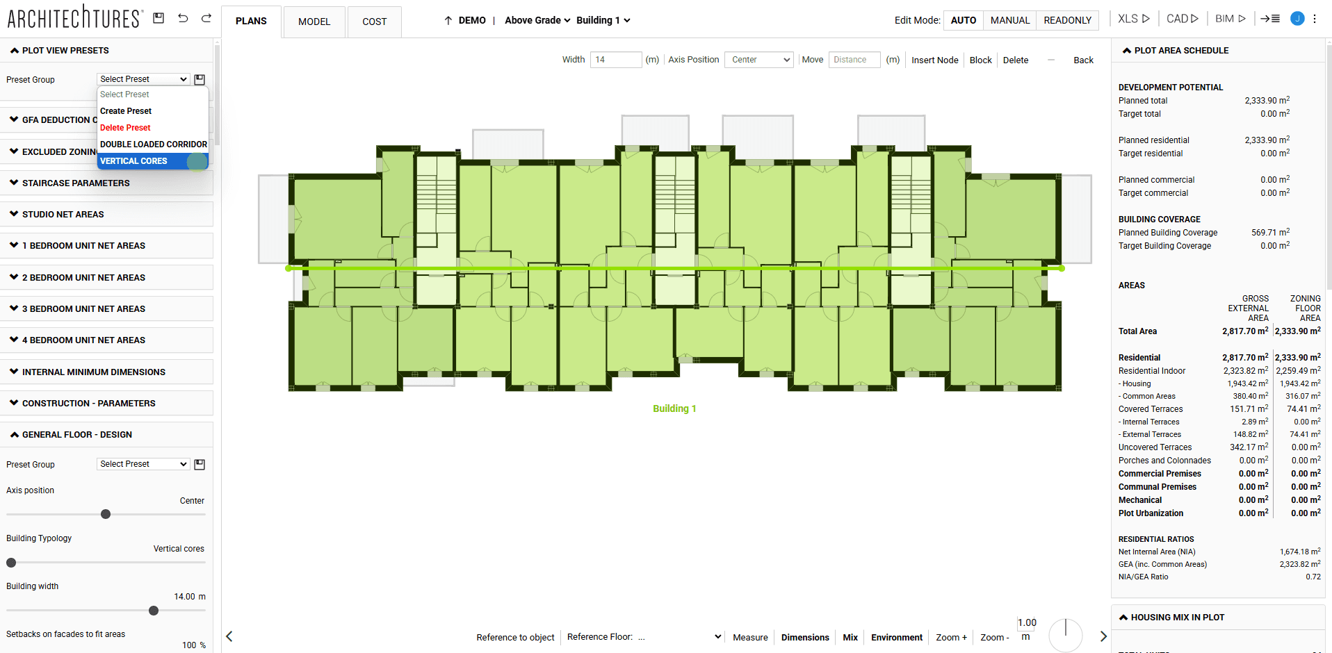 Creation and application of custom Presets